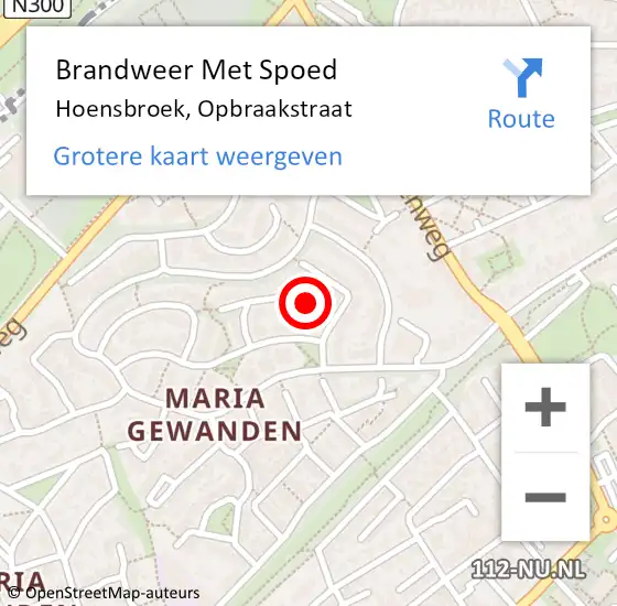 Locatie op kaart van de 112 melding: Brandweer Met Spoed Naar Hoensbroek, Opbraakstraat op 8 december 2022 23:35