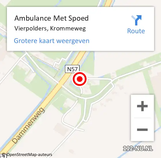 Locatie op kaart van de 112 melding: Ambulance Met Spoed Naar Vierpolders, Krommeweg op 8 december 2022 23:44