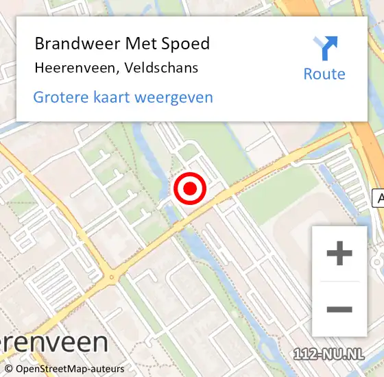 Locatie op kaart van de 112 melding: Brandweer Met Spoed Naar Heerenveen, Veldschans op 9 december 2022 00:09