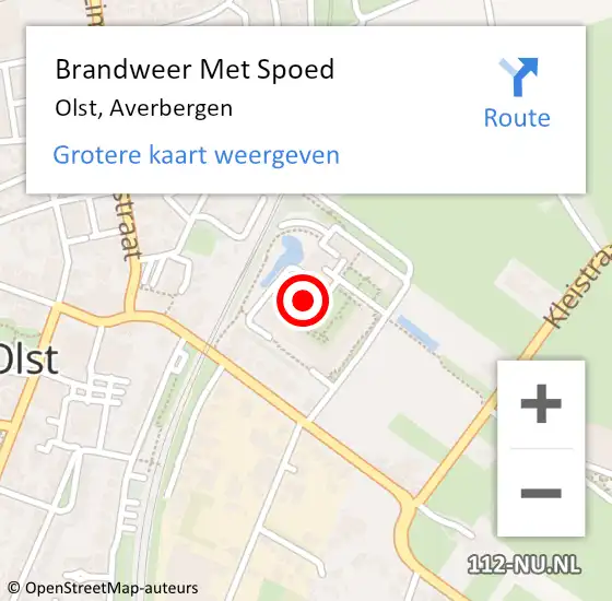 Locatie op kaart van de 112 melding: Brandweer Met Spoed Naar Olst, Averbergen op 9 december 2022 00:13