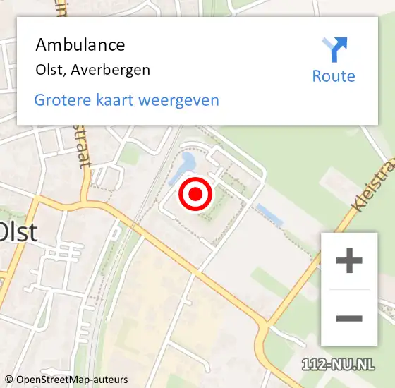 Locatie op kaart van de 112 melding: Ambulance Olst, Averbergen op 9 december 2022 00:15