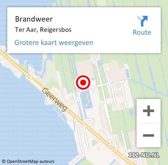 Locatie op kaart van de 112 melding: Brandweer Ter Aar, Reigersbos op 9 december 2022 00:17