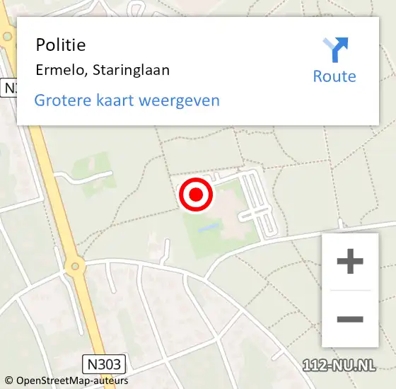 Locatie op kaart van de 112 melding: Politie Ermelo, Staringlaan op 9 december 2022 00:21