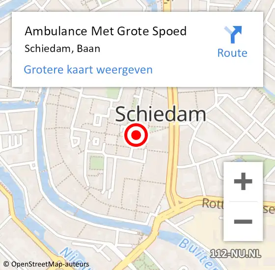 Locatie op kaart van de 112 melding: Ambulance Met Grote Spoed Naar Schiedam, Baan op 9 december 2022 00:47