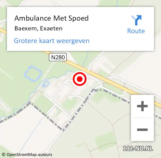 Locatie op kaart van de 112 melding: Ambulance Met Spoed Naar Baexem, Exaeten op 7 augustus 2014 16:56