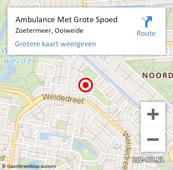 Locatie op kaart van de 112 melding: Ambulance Met Grote Spoed Naar Zoetermeer, Ooiweide op 9 december 2022 01:01