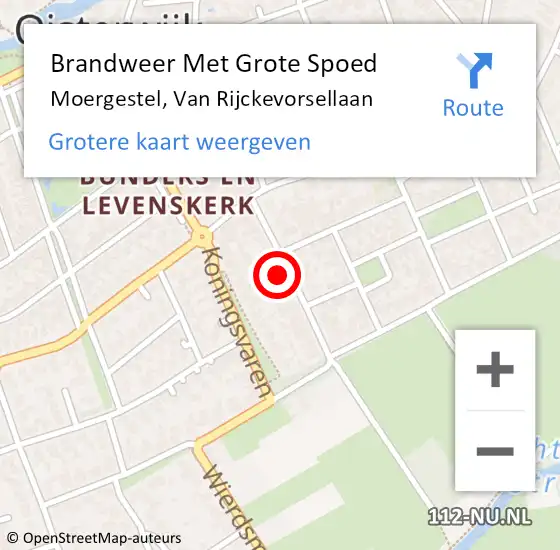Locatie op kaart van de 112 melding: Brandweer Met Grote Spoed Naar Moergestel, Van Rijckevorsellaan op 9 december 2022 01:41
