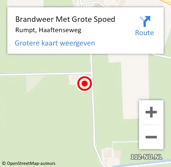 Locatie op kaart van de 112 melding: Brandweer Met Grote Spoed Naar Rumpt, Haaftenseweg op 7 augustus 2014 17:01