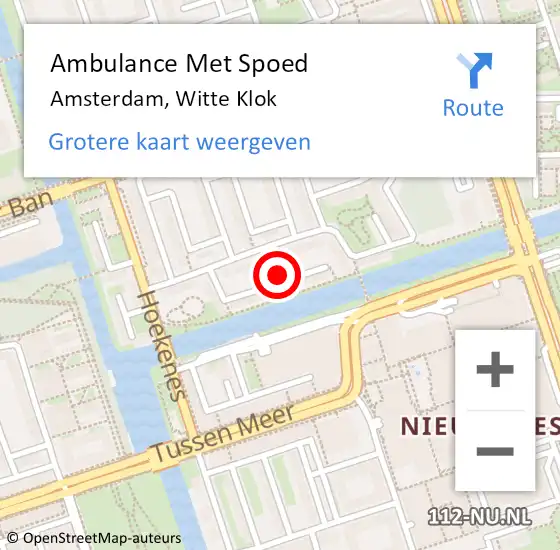 Locatie op kaart van de 112 melding: Ambulance Met Spoed Naar Amsterdam, Witte Klok op 9 december 2022 03:22