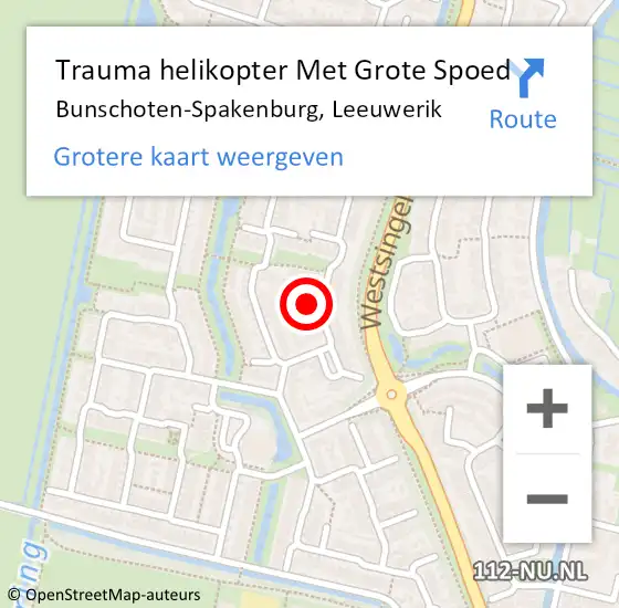 Locatie op kaart van de 112 melding: Trauma helikopter Met Grote Spoed Naar Bunschoten-Spakenburg, Leeuwerik op 9 december 2022 03:27