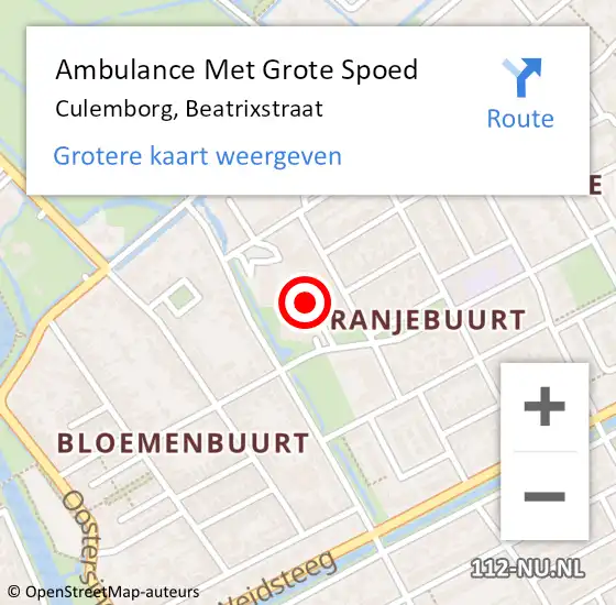 Locatie op kaart van de 112 melding: Ambulance Met Grote Spoed Naar Culemborg, Beatrixstraat op 9 december 2022 03:30