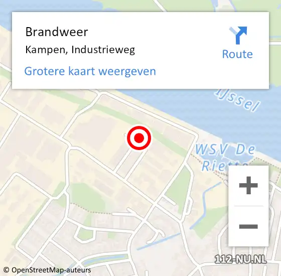 Locatie op kaart van de 112 melding: Brandweer Kampen, Industrieweg op 9 december 2022 04:10