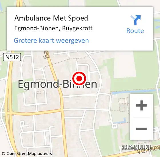 Locatie op kaart van de 112 melding: Ambulance Met Spoed Naar Egmond-Binnen, Ruygekroft op 9 december 2022 05:18