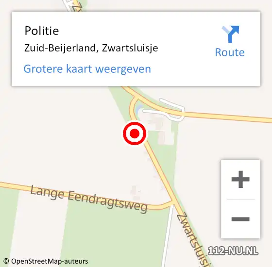 Locatie op kaart van de 112 melding: Politie Zuid-Beijerland, Zwartsluisje op 9 december 2022 06:06