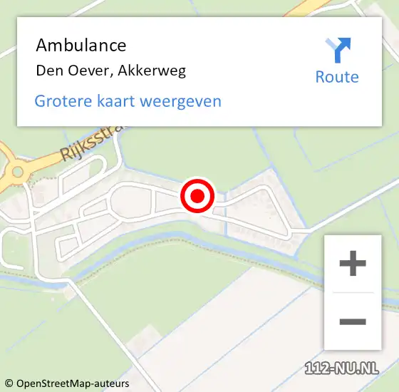 Locatie op kaart van de 112 melding: Ambulance Den Oever, Akkerweg op 9 december 2022 06:33