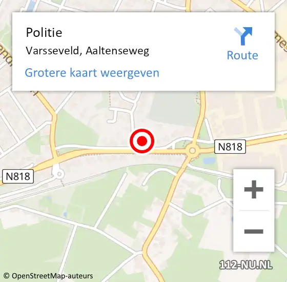 Locatie op kaart van de 112 melding: Politie Varsseveld, Aaltenseweg op 9 december 2022 06:48