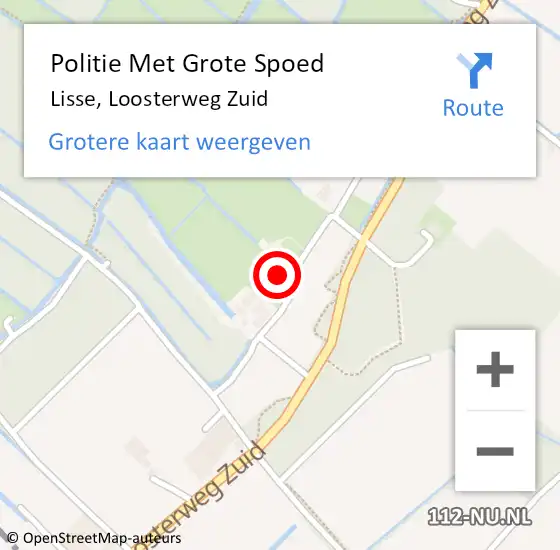 Locatie op kaart van de 112 melding: Politie Met Grote Spoed Naar Lisse, Loosterweg Zuid op 9 december 2022 07:50