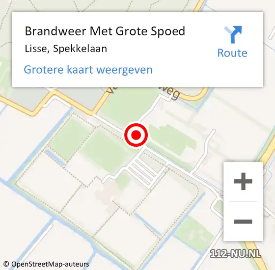 Locatie op kaart van de 112 melding: Brandweer Met Grote Spoed Naar Lisse, Spekkelaan op 9 december 2022 07:52