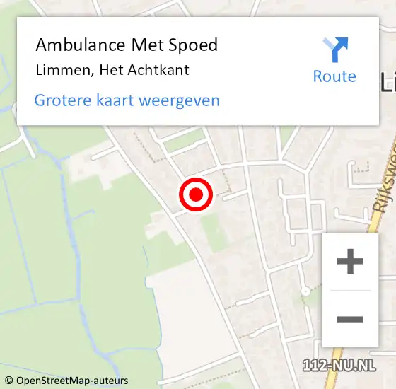 Locatie op kaart van de 112 melding: Ambulance Met Spoed Naar Limmen, Het Achtkant op 9 december 2022 08:19