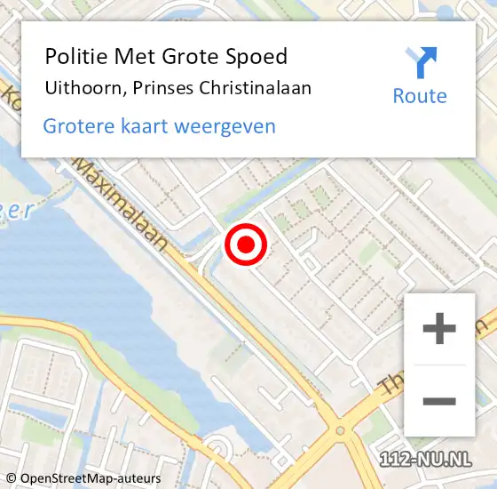 Locatie op kaart van de 112 melding: Politie Met Grote Spoed Naar Uithoorn, Prinses Christinalaan op 9 december 2022 08:29