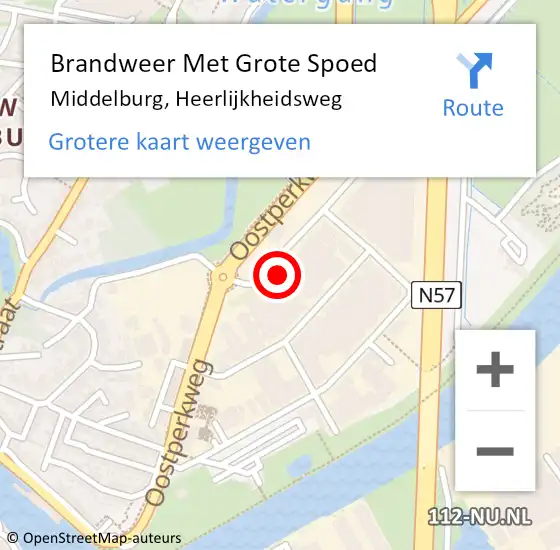 Locatie op kaart van de 112 melding: Brandweer Met Grote Spoed Naar Middelburg, Heerlijkheidsweg op 9 december 2022 08:33