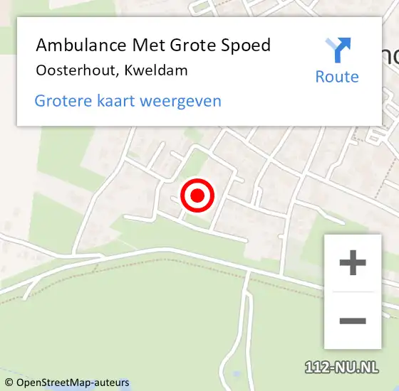 Locatie op kaart van de 112 melding: Ambulance Met Grote Spoed Naar Oosterhout, Kweldam op 9 december 2022 08:45