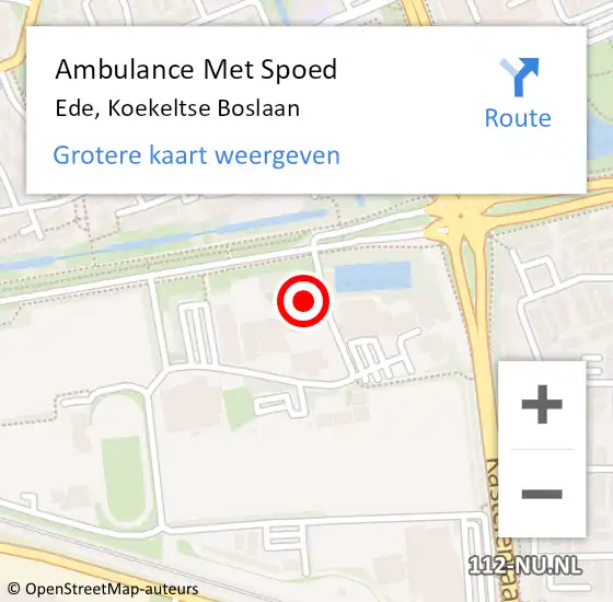 Locatie op kaart van de 112 melding: Ambulance Met Spoed Naar Ede, Koekeltse Boslaan op 9 december 2022 08:51