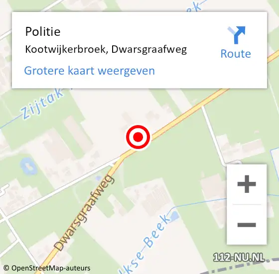 Locatie op kaart van de 112 melding: Politie Kootwijkerbroek, Dwarsgraafweg op 9 december 2022 08:55