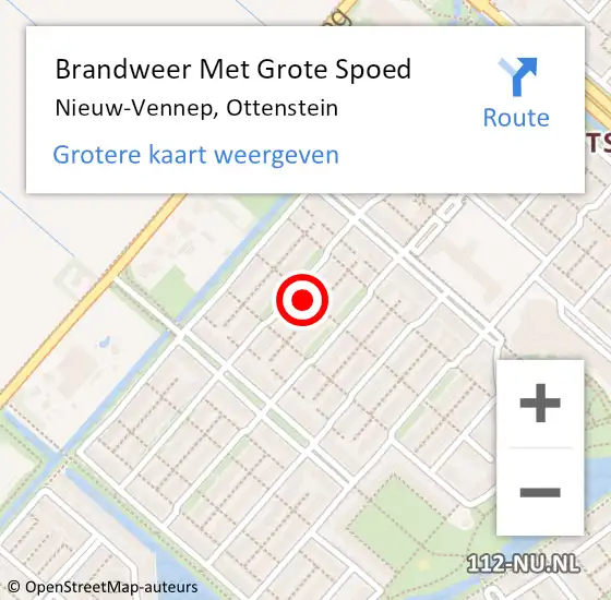 Locatie op kaart van de 112 melding: Brandweer Met Grote Spoed Naar Nieuw-Vennep, Ottenstein op 9 december 2022 09:29