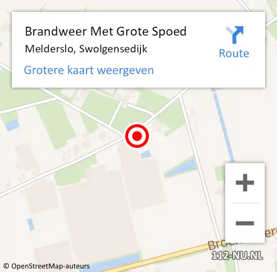 Locatie op kaart van de 112 melding: Brandweer Met Grote Spoed Naar Melderslo, Swolgensedijk op 9 december 2022 09:54