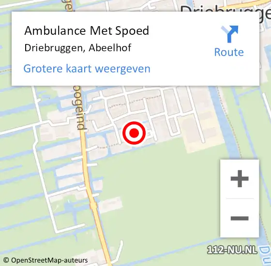 Locatie op kaart van de 112 melding: Ambulance Met Spoed Naar Driebruggen, Abeelhof op 9 december 2022 09:56