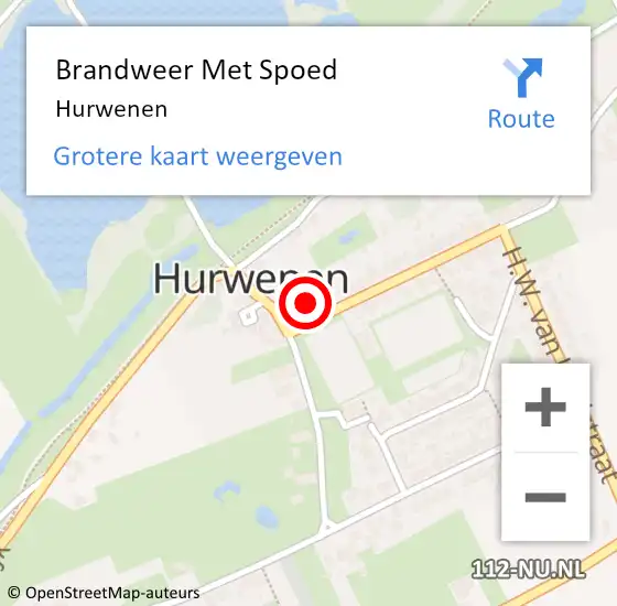 Locatie op kaart van de 112 melding: Brandweer Met Spoed Naar Hurwenen op 9 december 2022 10:15