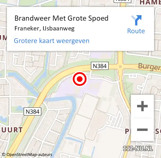 Locatie op kaart van de 112 melding: Brandweer Met Grote Spoed Naar Franeker, IJsbaanweg op 9 december 2022 10:50