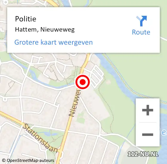 Locatie op kaart van de 112 melding: Politie Hattem, Nieuweweg op 9 december 2022 11:41