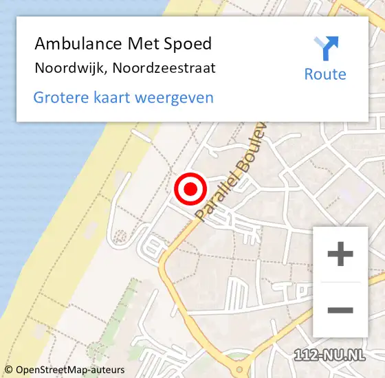 Locatie op kaart van de 112 melding: Ambulance Met Spoed Naar Noordwijk, Noordzeestraat op 9 december 2022 11:59