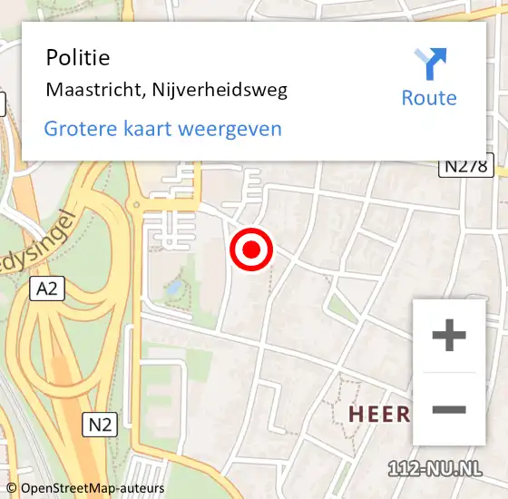 Locatie op kaart van de 112 melding: Politie Maastricht, Nijverheidsweg op 9 december 2022 12:04