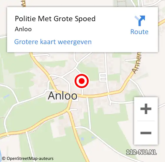 Locatie op kaart van de 112 melding: Politie Met Grote Spoed Naar Anloo op 9 december 2022 12:36