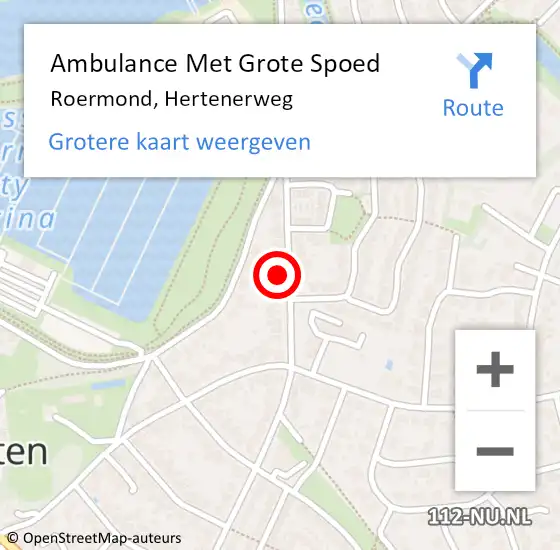 Locatie op kaart van de 112 melding: Ambulance Met Grote Spoed Naar Roermond, Hertenerweg op 9 december 2022 13:03