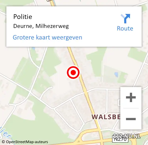 Locatie op kaart van de 112 melding: Politie Deurne, Milhezerweg op 9 december 2022 13:09