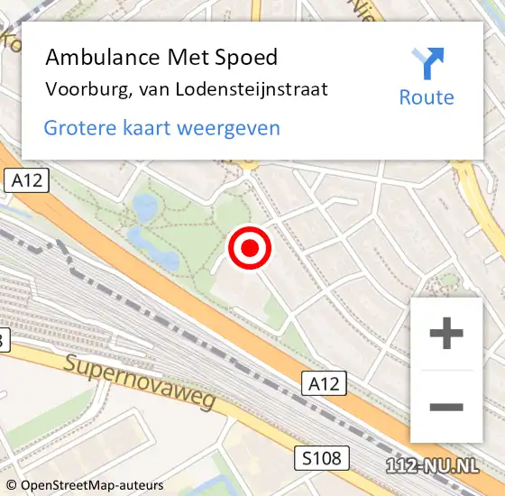 Locatie op kaart van de 112 melding: Ambulance Met Spoed Naar Voorburg, van Lodensteijnstraat op 9 december 2022 13:41