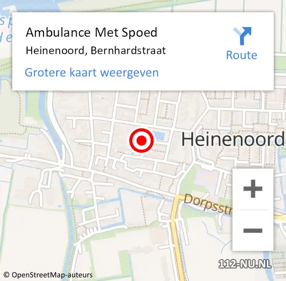 Locatie op kaart van de 112 melding: Ambulance Met Spoed Naar Heinenoord, Bernhardstraat op 9 december 2022 13:45