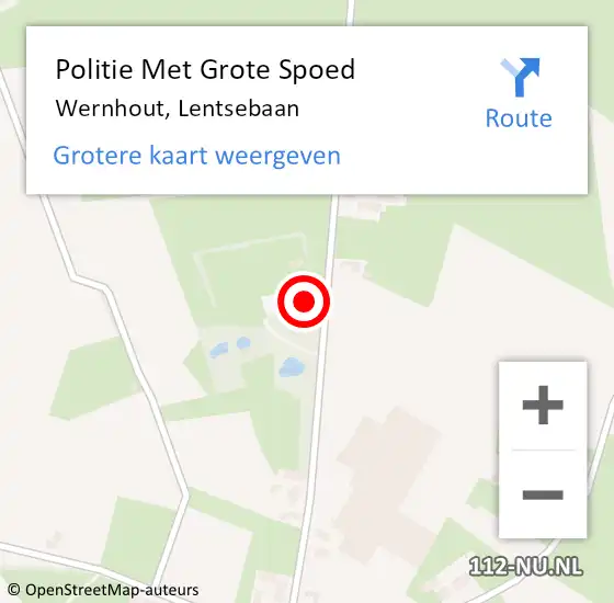 Locatie op kaart van de 112 melding: Politie Met Grote Spoed Naar Wernhout, Lentsebaan op 9 december 2022 13:55