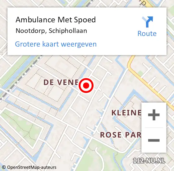 Locatie op kaart van de 112 melding: Ambulance Met Spoed Naar Nootdorp, Schiphollaan op 9 december 2022 14:12