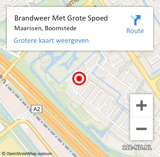 Locatie op kaart van de 112 melding: Brandweer Met Grote Spoed Naar Maarssen, Boomstede op 9 december 2022 14:16