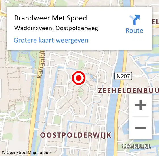 Locatie op kaart van de 112 melding: Brandweer Met Spoed Naar Waddinxveen, Oostpolderweg op 9 december 2022 14:21