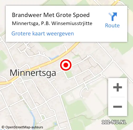 Locatie op kaart van de 112 melding: Brandweer Met Grote Spoed Naar Minnertsga, P.B. Winsemiusstrjitte op 9 december 2022 14:41