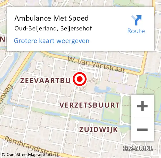 Locatie op kaart van de 112 melding: Ambulance Met Spoed Naar Oud-Beijerland, Beijersehof op 9 december 2022 15:14