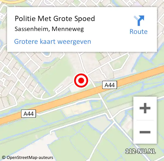 Locatie op kaart van de 112 melding: Politie Met Grote Spoed Naar Sassenheim, Menneweg op 9 december 2022 15:19