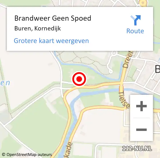 Locatie op kaart van de 112 melding: Brandweer Geen Spoed Naar Buren, Kornedijk op 9 december 2022 15:34