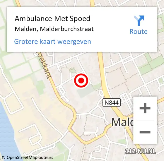 Locatie op kaart van de 112 melding: Ambulance Met Spoed Naar Malden, Malderburchstraat op 9 december 2022 15:39